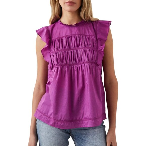 Rails Filomena blouse purple flutter Sleeve Ruffle Lace Berry Size Small - Picture 6 of 9